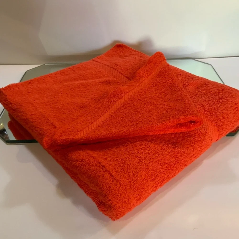 Vintage Fieldcrest Bath Towel and Washcloth Vibrant Orange Towel Set USA